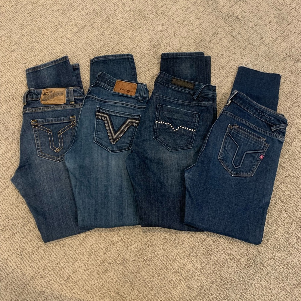 Price drop. All 4 pairs of Vigoss jeans for $30. Will sell separately.
